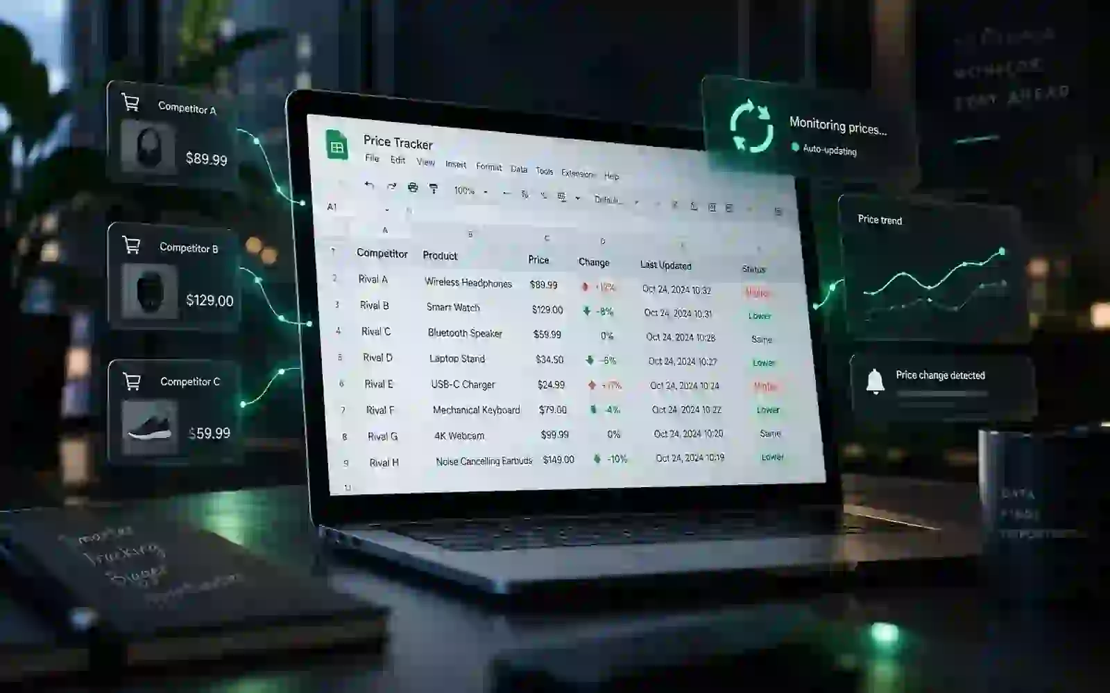 How to Monitor Competitor Prices Automatically in Google Sheets (No Code)